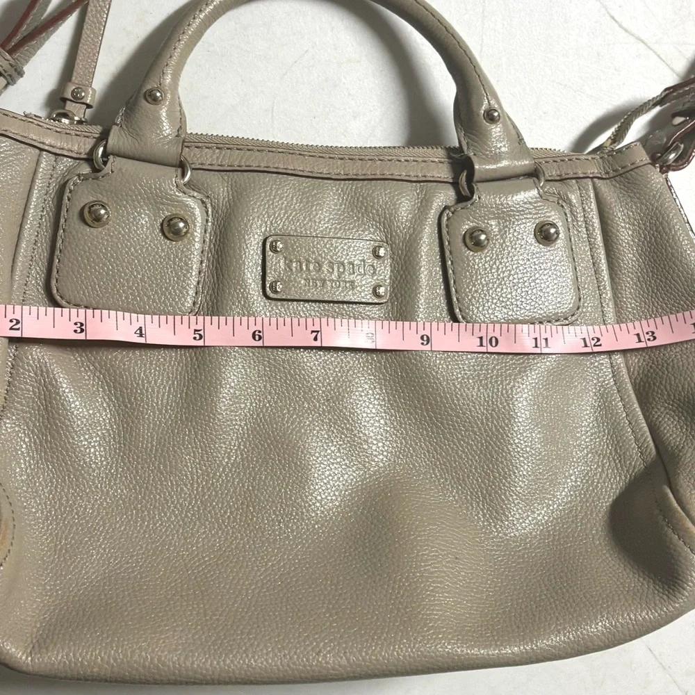 Kate Spade Baxter Street Marian Beige Leather Satchel Purse Flaw Pen‎ Mark C Pic